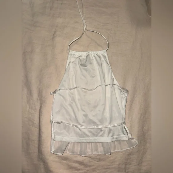 White Halter Neck Smocked Top - Picture 4 of 7